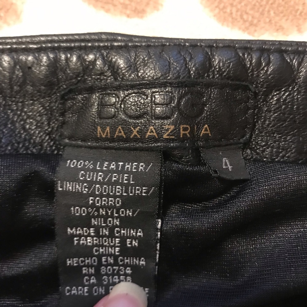 BCBG Maxazria black leather pants